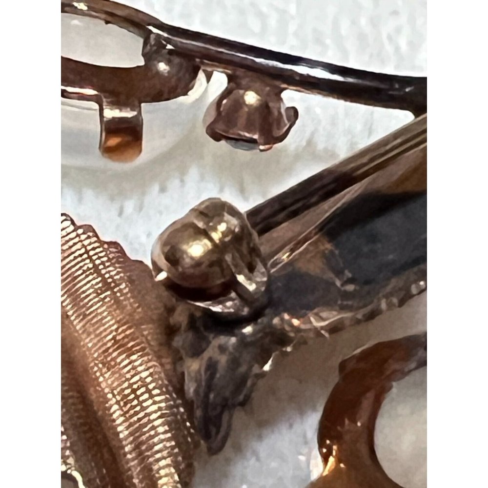 Vintage Signed VAN DELL 12k Gold Filled Brooch & Scew-Back Earring Set Blue - Picture 16 of 16